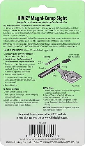 Miniatura 4 de HIVIZ Magni-Comp - Mira de escopeta de fibra óptica verde y rojo, talla única