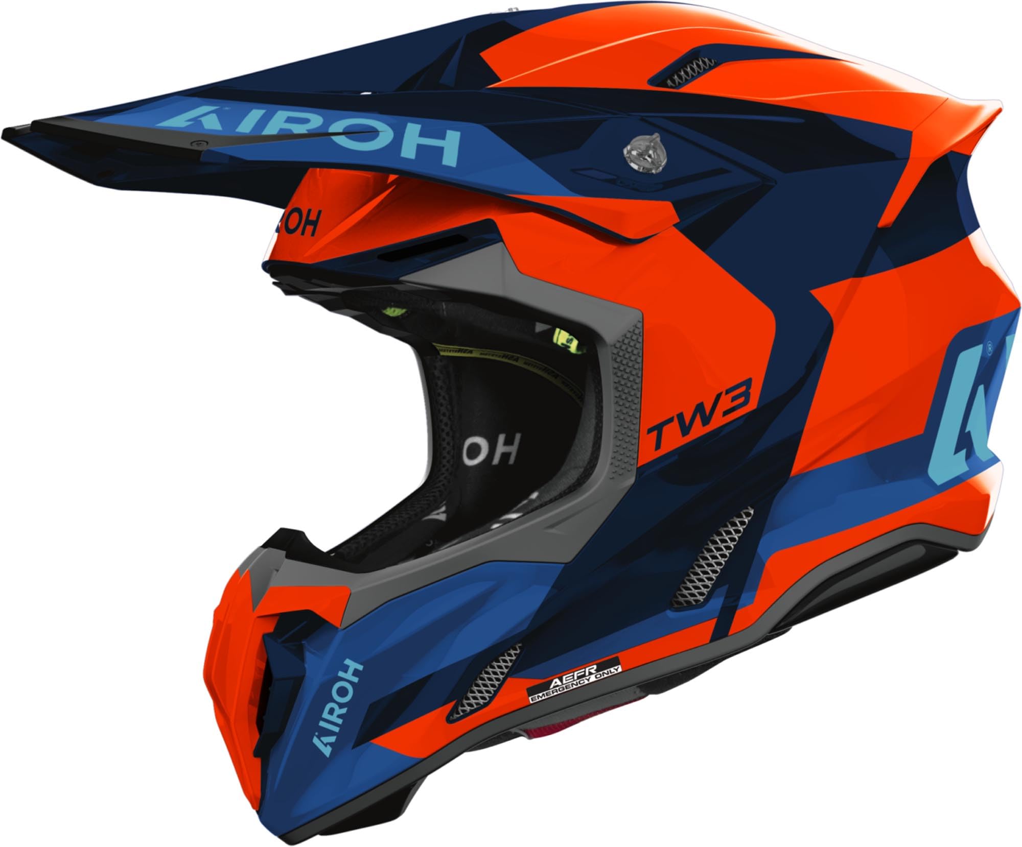Airoh Twist 3 Fancy Kask motocrossowy, niebieski/neonowo-pomarańczowy, M (57/58)