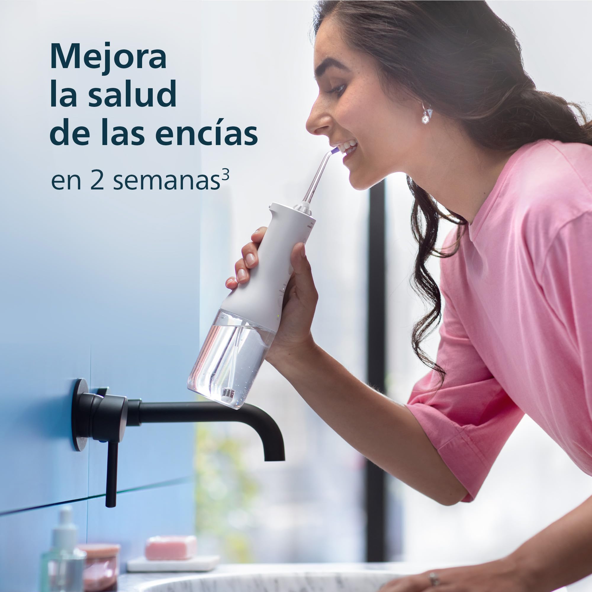 Philips Sonicare Power Flosser 3000 Irrigador oral sin cable Quad Stream Pulse Wave HX3826/31 Negro