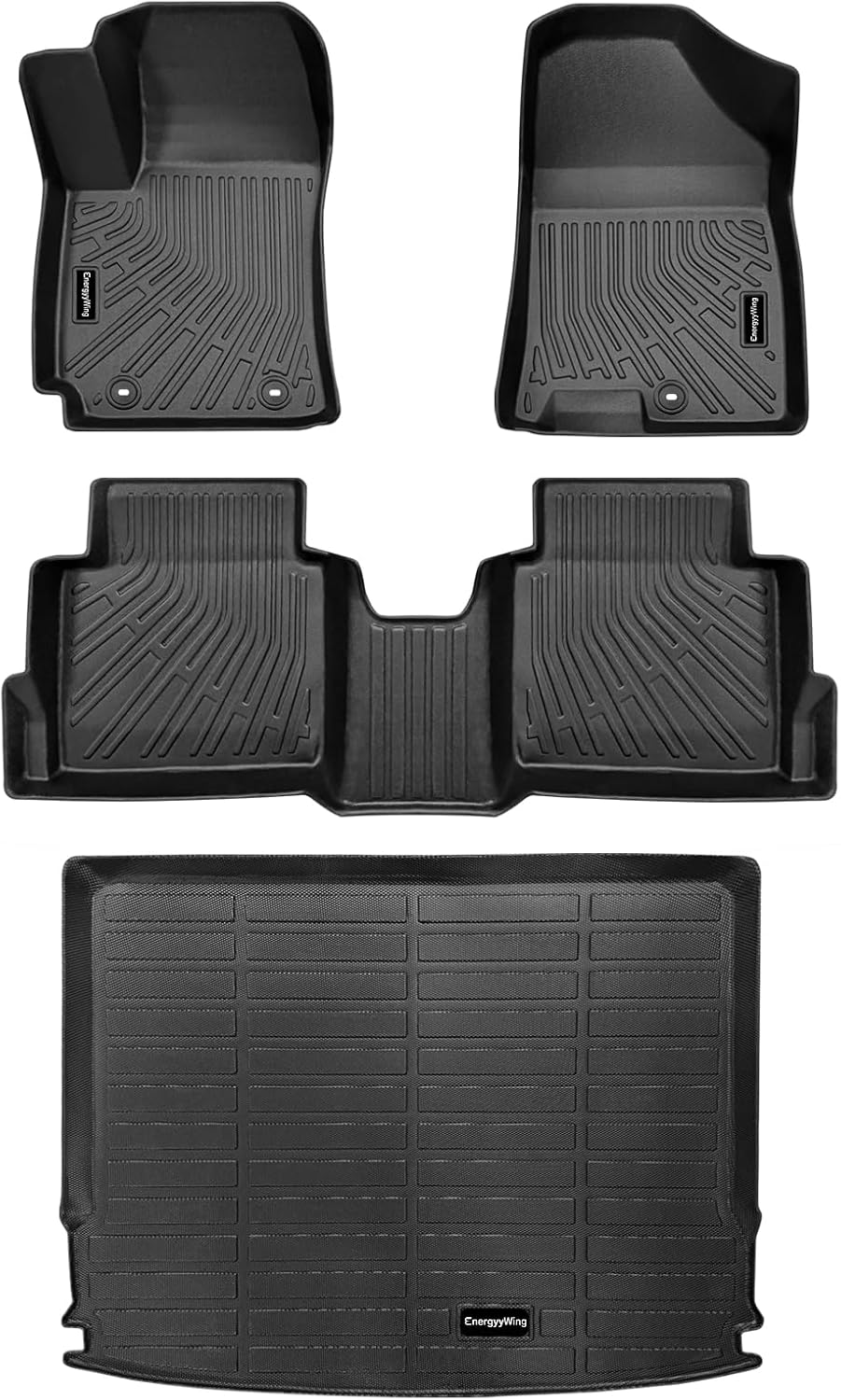Custom Fit All Weather Car Floor Mats for Hyundai Kona 2026 2025 2024 - Heavy Duty TPE Floor Liners & Cargo Mat Full Set | Non-Slip Black Interior Car Accessories for Hyundai Kona 2024-2026 Kona Gas 4Pcs