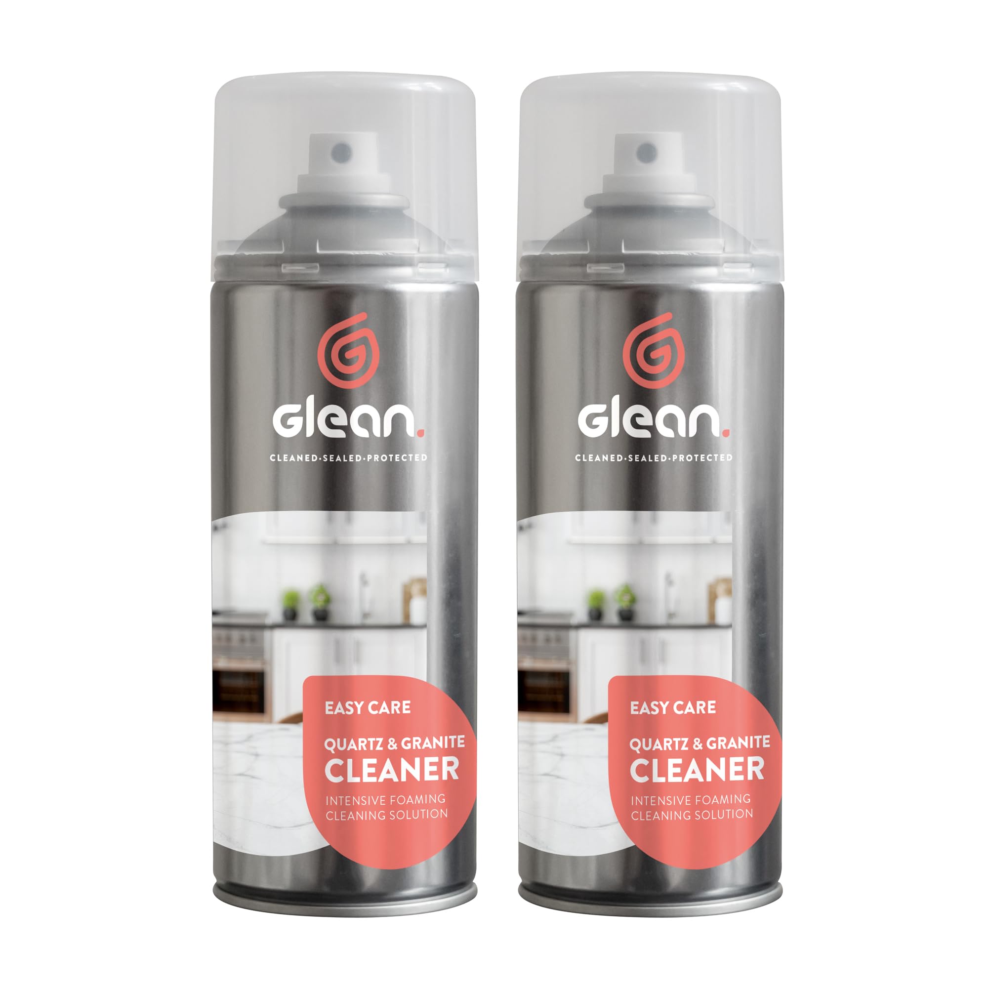 GLEAN Quartz & Granite Cleaner | 2 x 400ml | NON ABRASIVE | Quartz | Granite | Kitchen Cleaner | Streak-free Foaming Worktop Cleaner | Clean & Polish Natural Stone