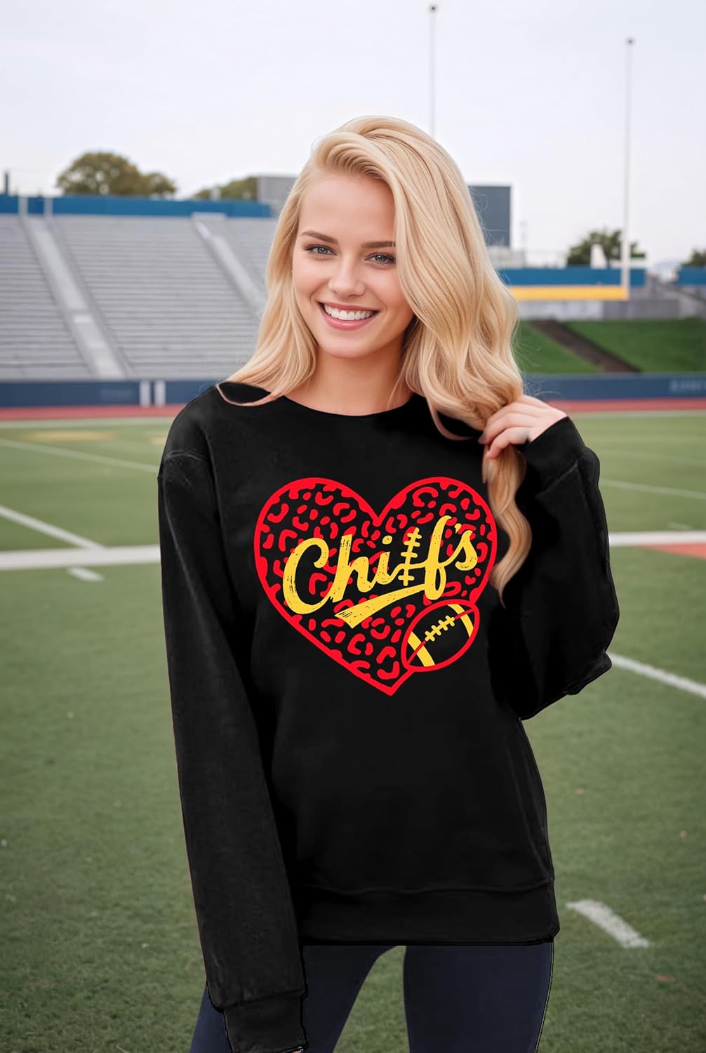 Football Sweatshirts for Women in My Game Day Era Football Team Fans Shirt Heart Graphic Long Sleeve Tops - Image 2
