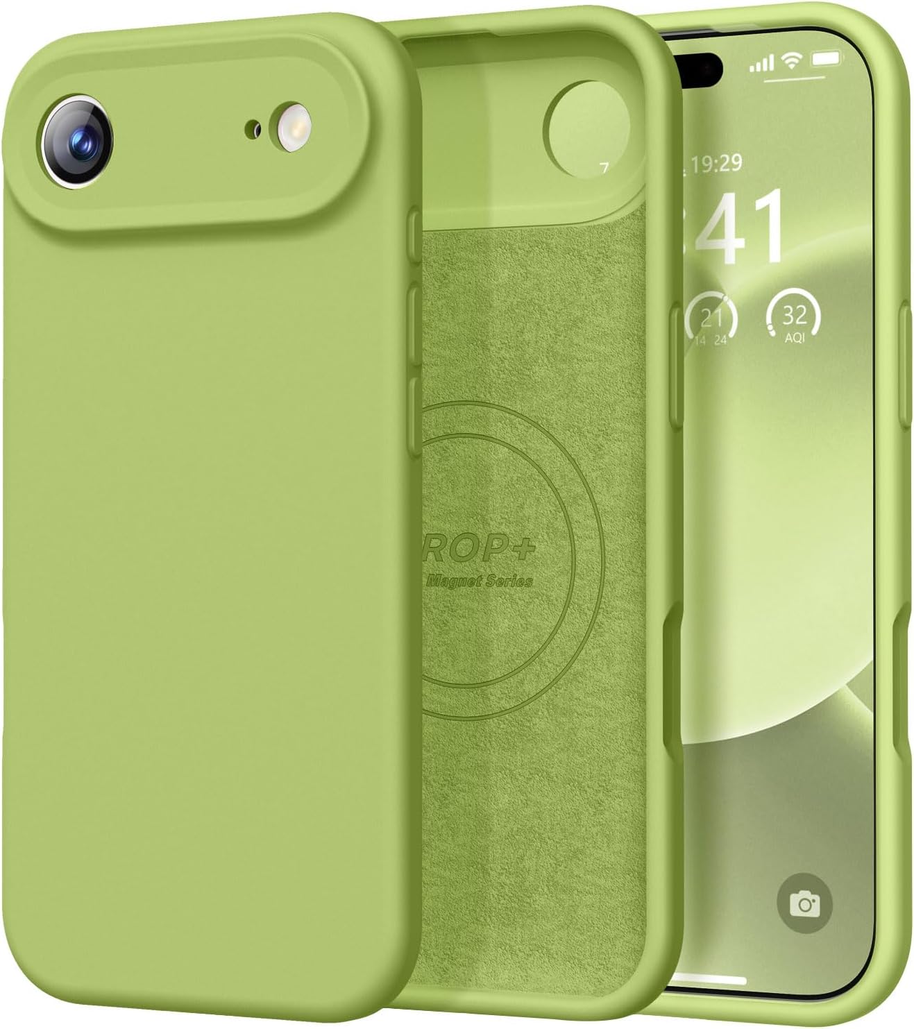 Vooii Magnetic for iPhone Air Case, Compatible with Magsafe (Premium Liquid Silicone) (Integrated Camera Control Button) Anti-Scratch Microfiber Lining for iPhone 17 Air 6.5 inch, Cedar Green Cedar Green iPhone Air
