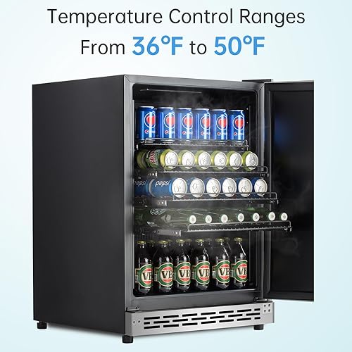 Miniatura 3 de Advanics Refrigerador y enfriador de bebidas integrado de acero inoxidable de 24 pulgadas para interiores y exteriores, 5.8 pies cúbicos para