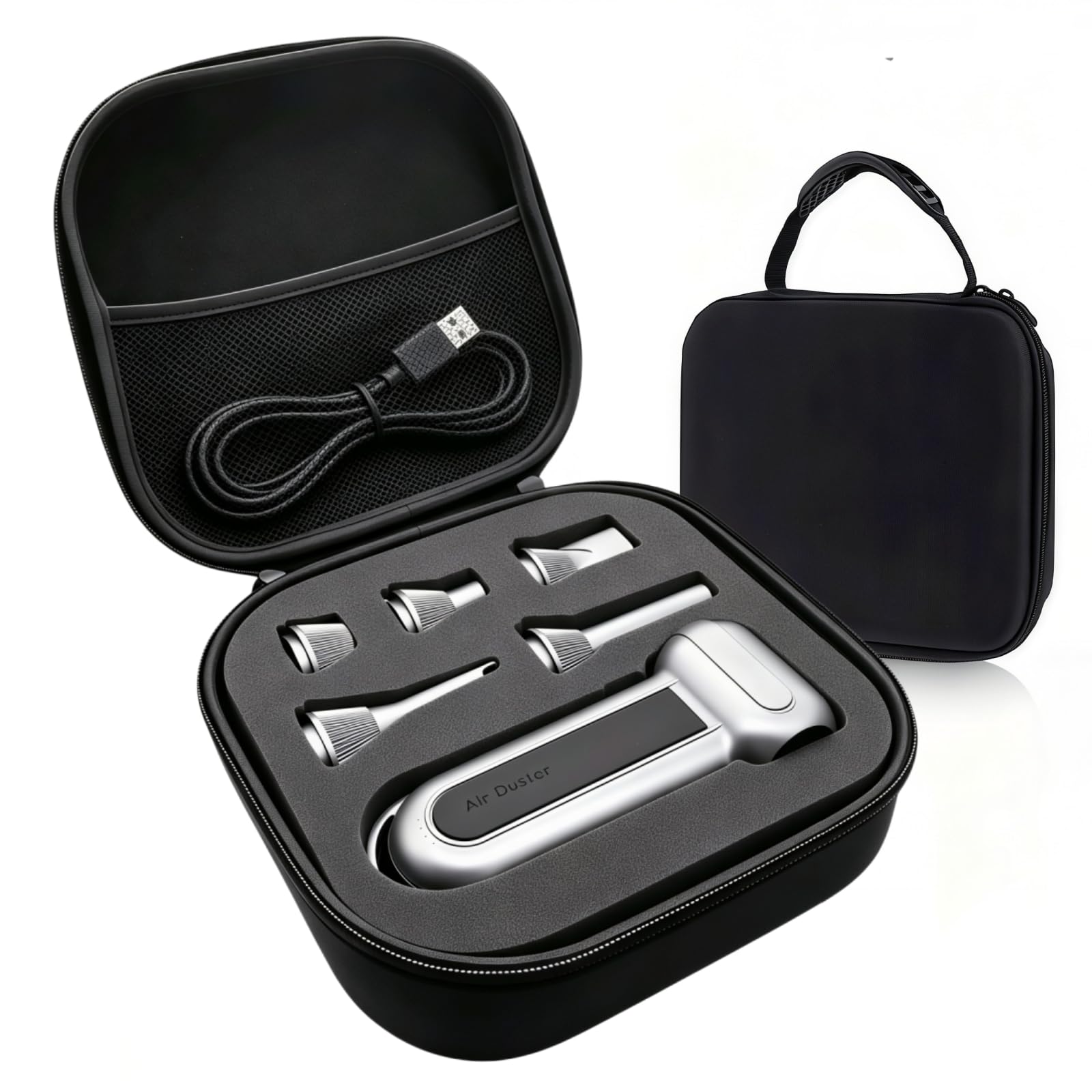 YouKnow Travel Case Compatible with WOLFBOX MF100 Electric Air Duster - Custom Foam Organizer for Blower Tool & Accessories (Only Case) (Black)-picture-30