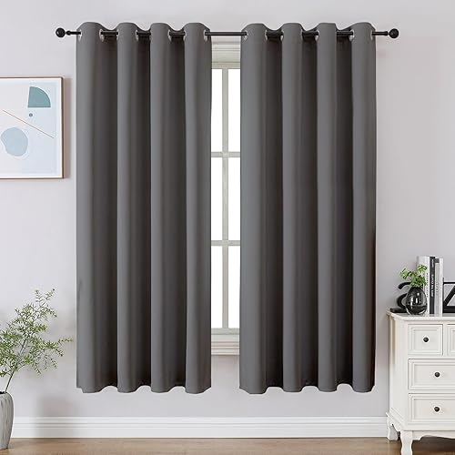 Miniatura 82 de CUCRAF Juego de 2 paneles de cortinas opacas negras de 54 pulgadas de largo, cortinas de oscurecimiento de habitación para sala de estar y