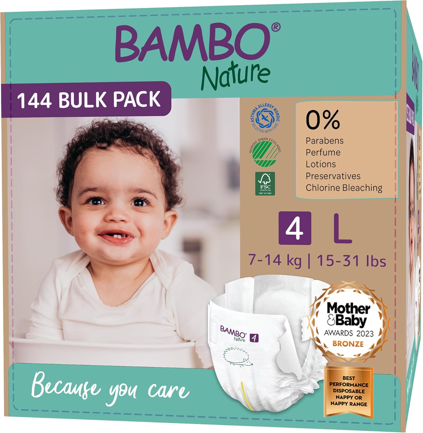 Bambo Nature Premium Eco Nappies, EcoLabelled Sustainable Nappies, Enhanced Leakage Protection