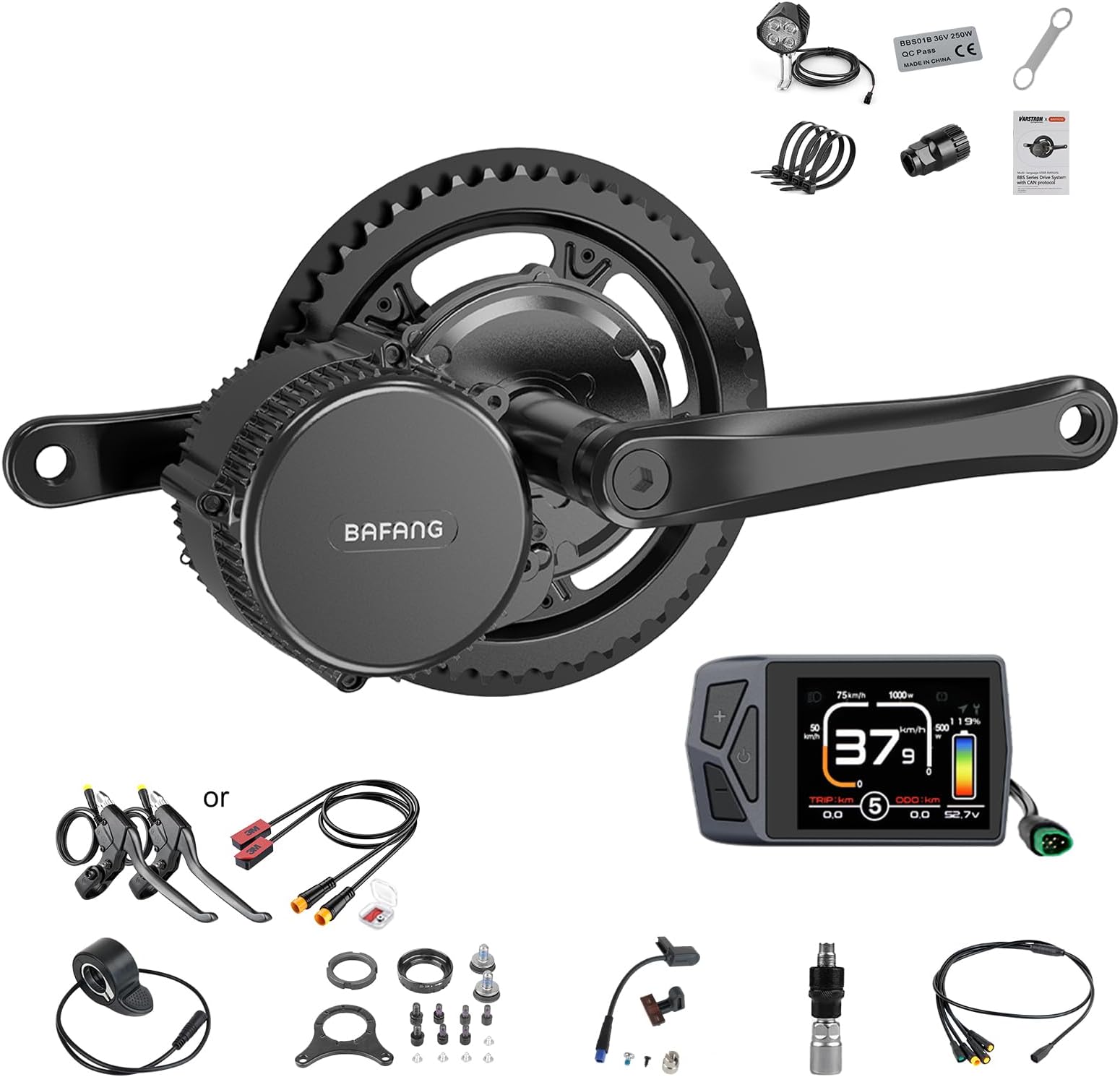 BAFANG 750W Mid Drive Kit,Mid Drive Ebike Conversion Kit Brushless Upgraded Motor with LCD Digital Display Chainring for Commuter Bike,Recumbent Trike,Mountain Bike,Cargo Bike