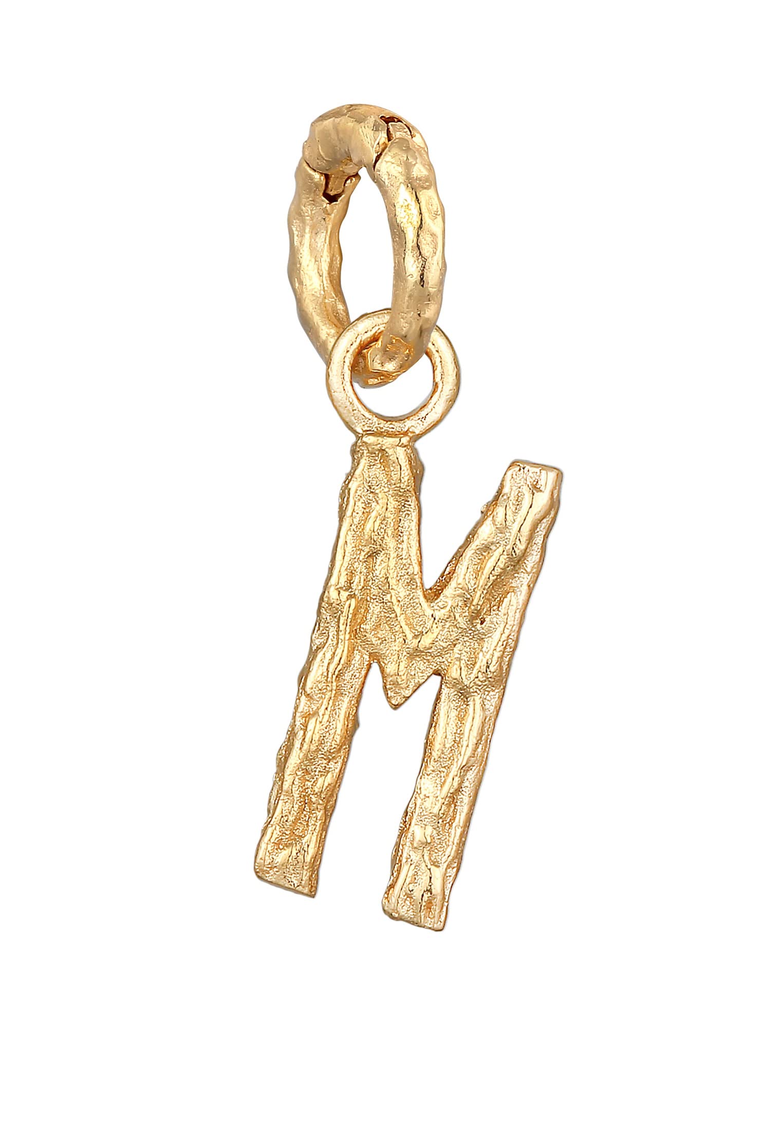 Elli Pendants Ladies Letter M Organic Look In 925 Sterling Silver Gold Plated