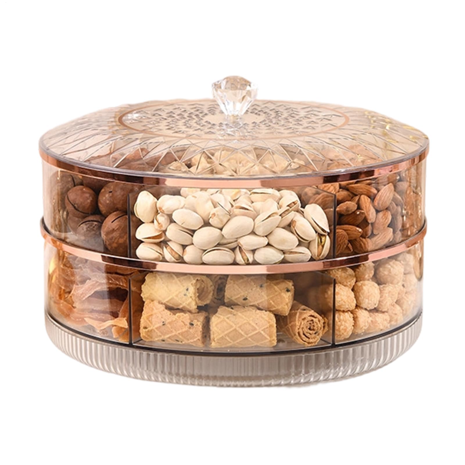 Bandeja de servir con compartimentos y tapa Bandeja de 7 Compartimentos | Bandeja de snacks con asa Para almacenar alimentos, frutos secos, , picnic, bodas, recepciones y