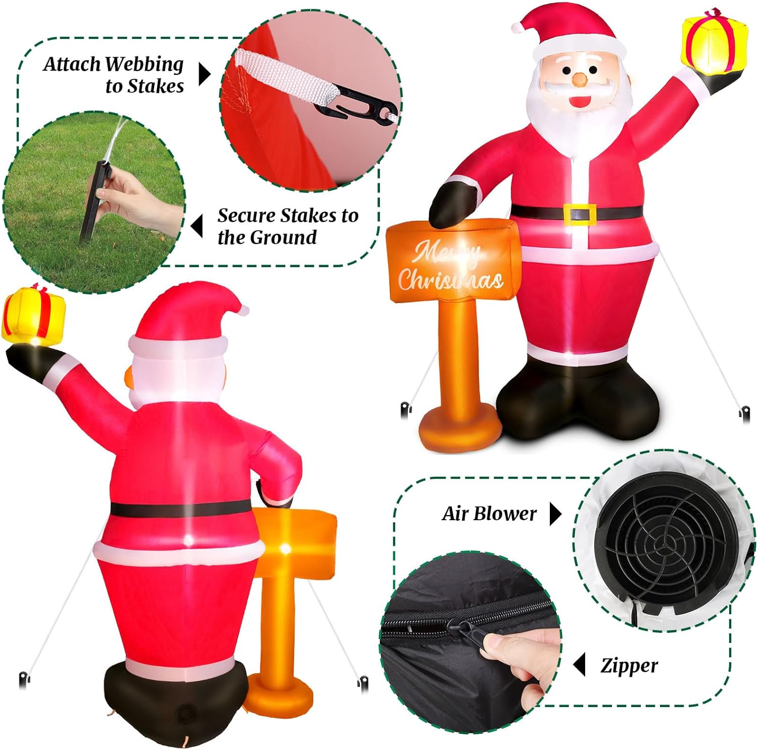 Christmas Inflatables Decorations Outdoor, 6FT Inflatable Christmas Blow Ups for Yard, Garden, Lawn & Indoor, Bright LED Lighted Xmas Decoration, Easy Setup & Weather-Resistant Holiday Display