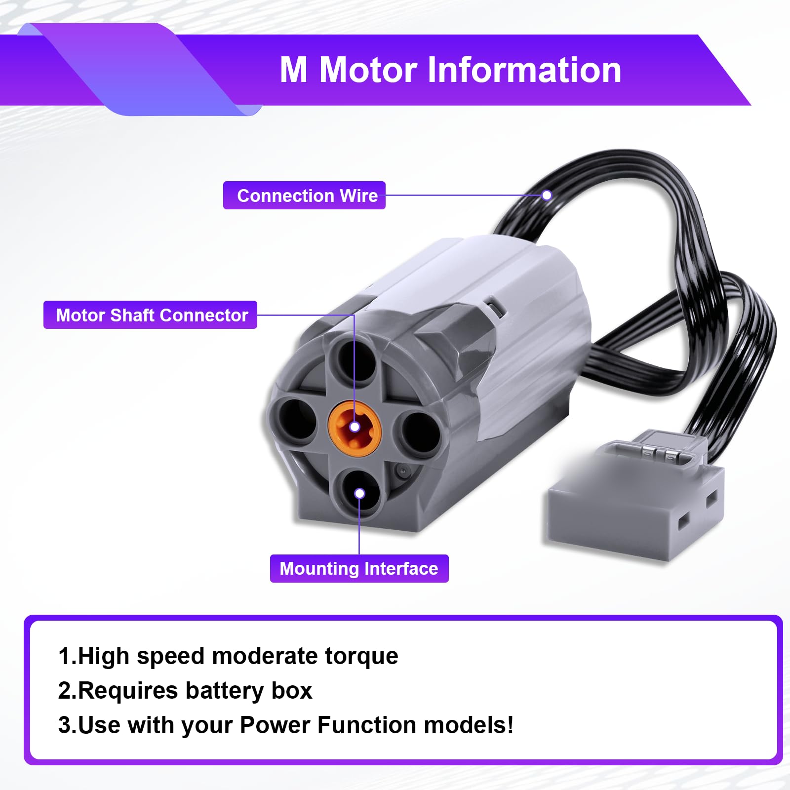 Servomoteur Power Fonction Kit Binghe Lot 11 Moteur kit avec XL/L/M Servo, Servomoteur, Moteur à traction, Télécommande 2,4G, Câble d’Extension, Bande lumineuse, Récepteur, Interrupteur de commande