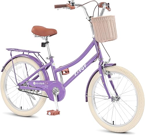 Miniatura 15 de Bicicleta para niñas de 16, 20 y 24 pulgadas, con canasta, bicicletas para niñas mayores de 4 años, bicicletas para niños de una sola velocidad con