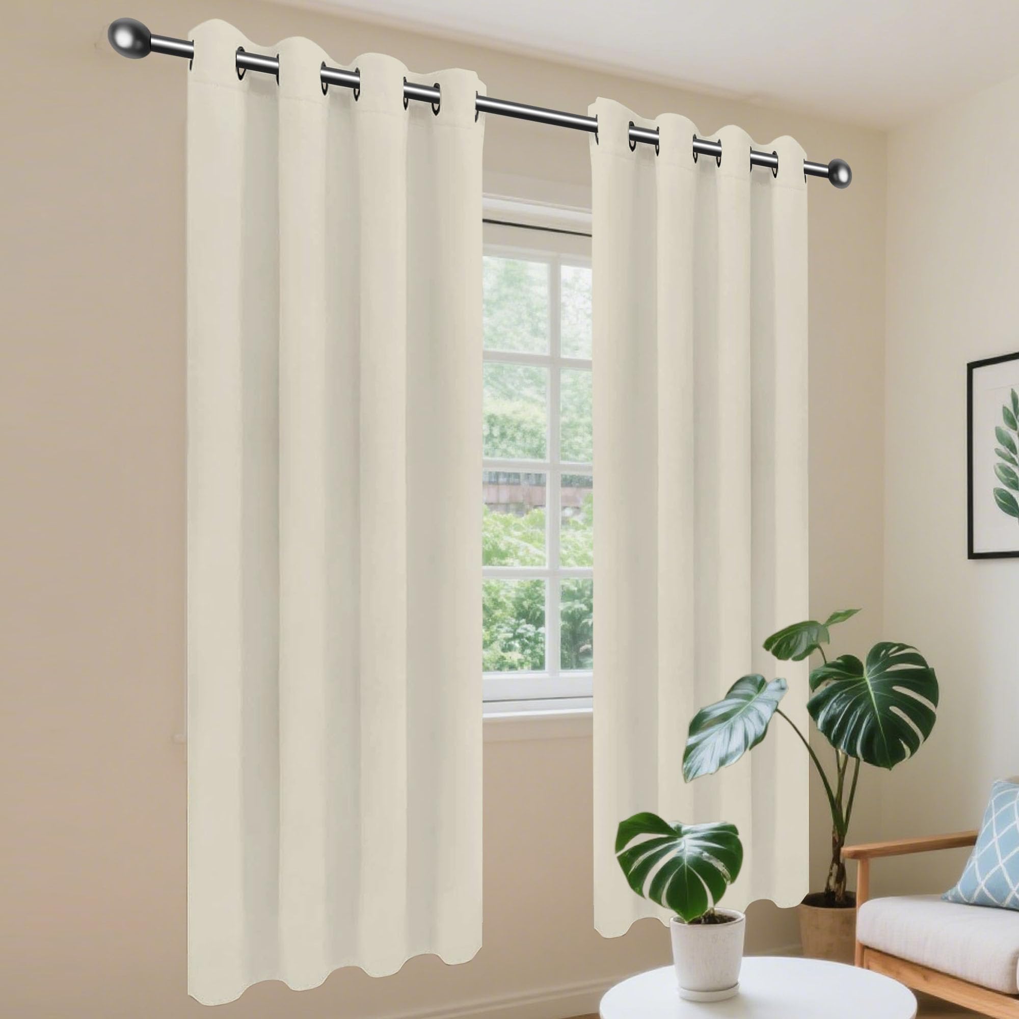 Rideau fenetre beige 240x130 pour une ambiance de chambre cosy