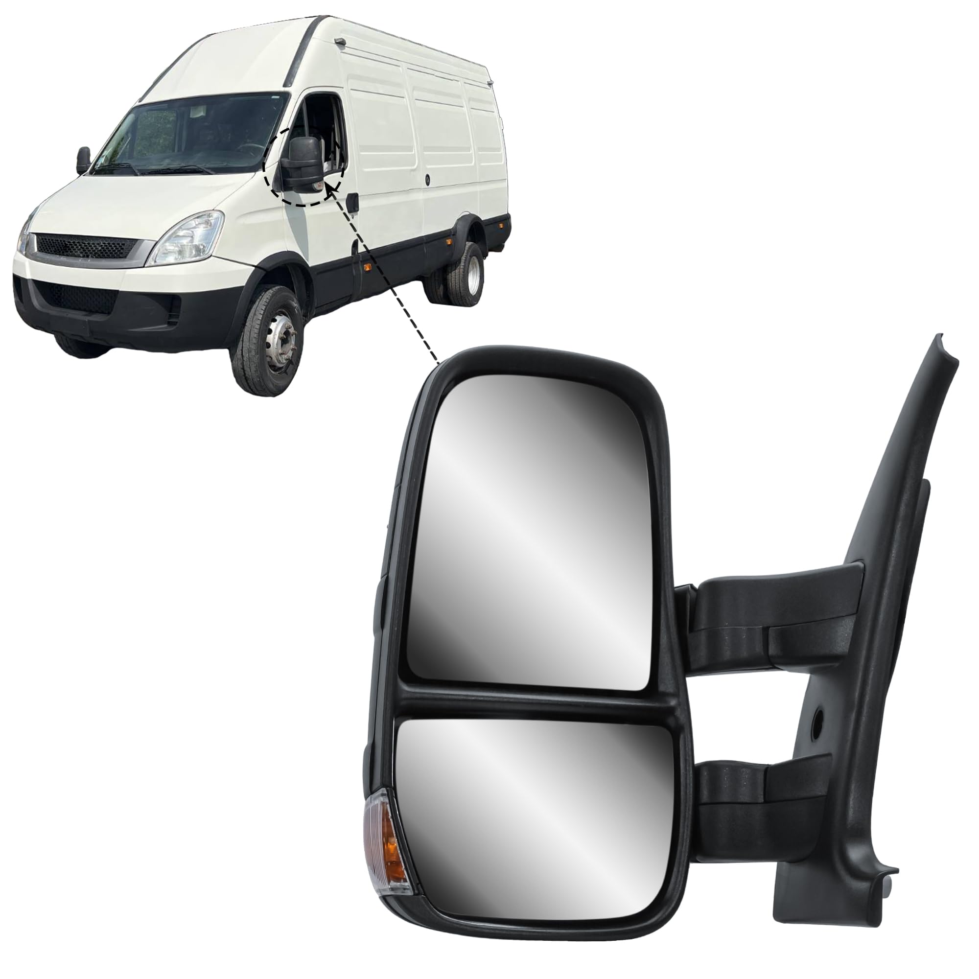 Specchietto retrovisore sinistro elettrico e riscaldato con lampeggiante per IVECO Daily IV V camion 2006-2013