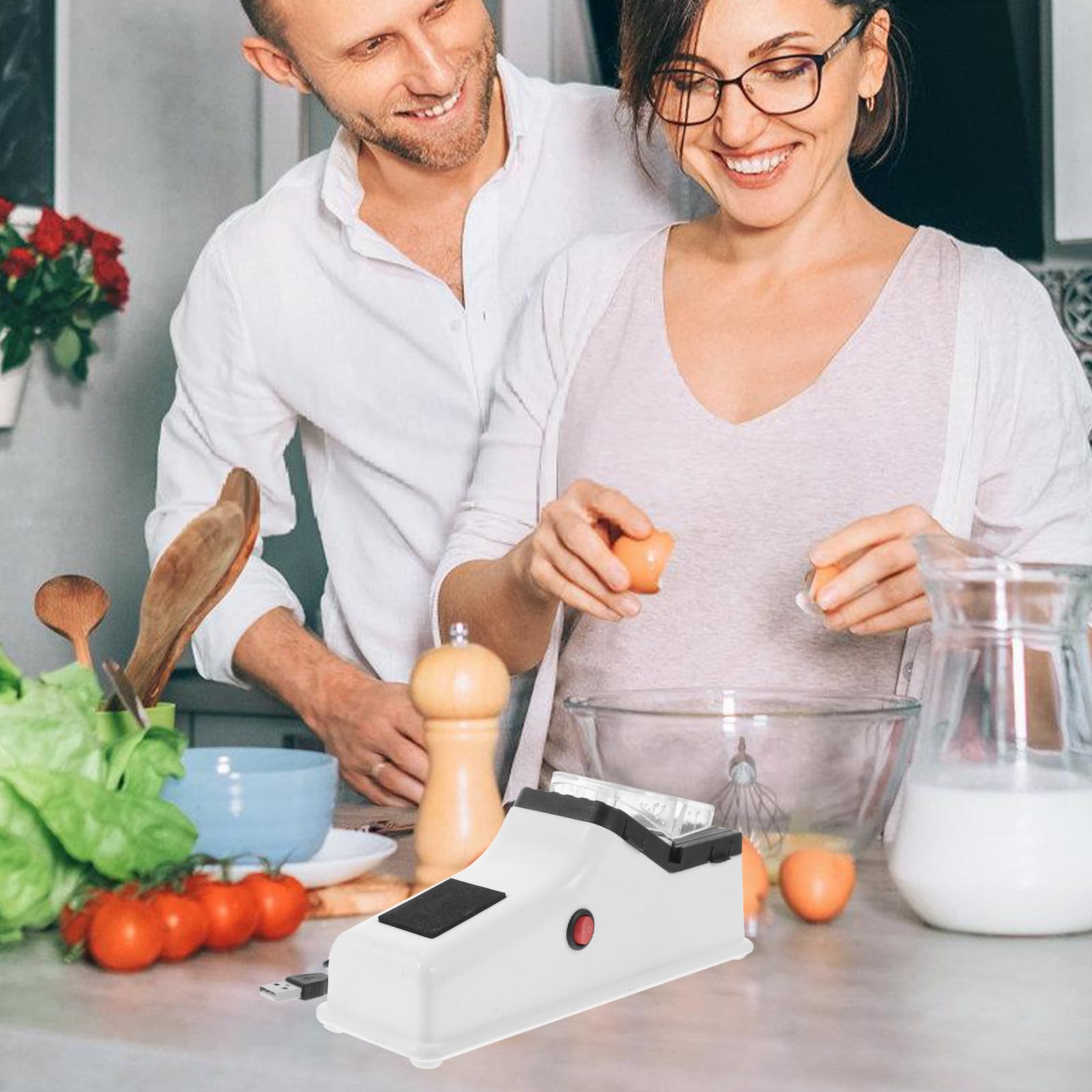 Afilador de Tijeras y Cuchillos Rápido y Portátil Eléctrico USB Diseño en Pp y Afilado para Cocina para Uso Doméstico