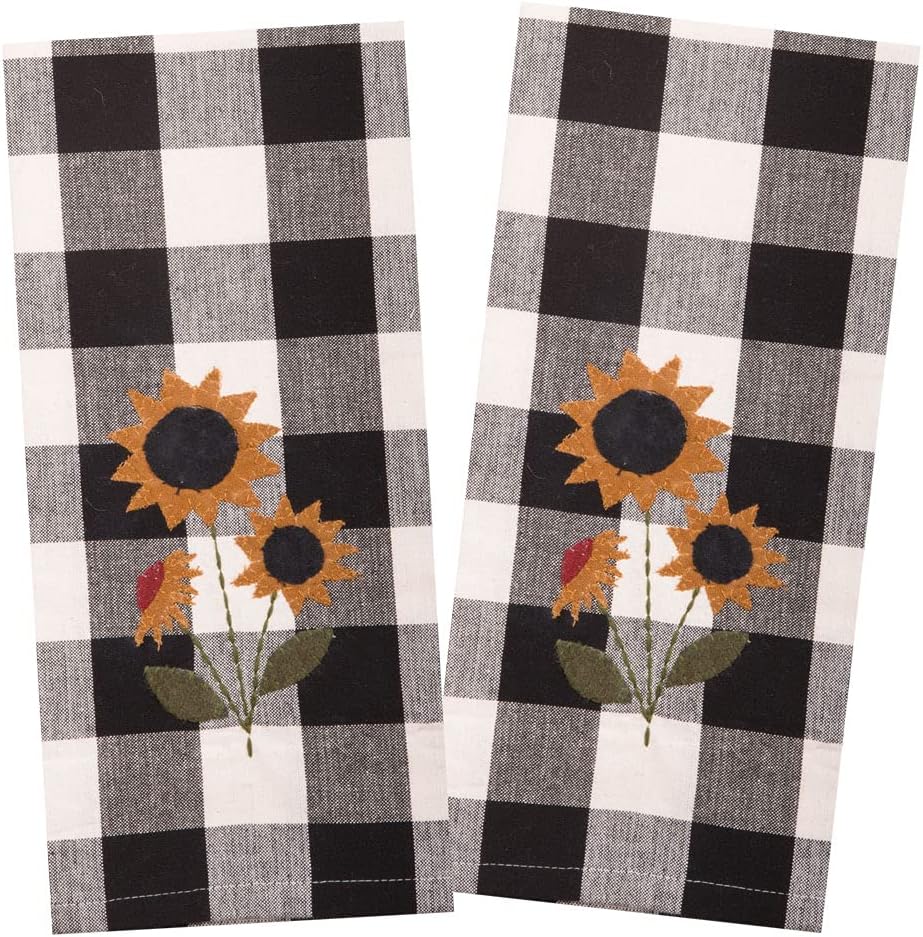 Sunflower Bunch Towel (Set of 2), One Size, Black