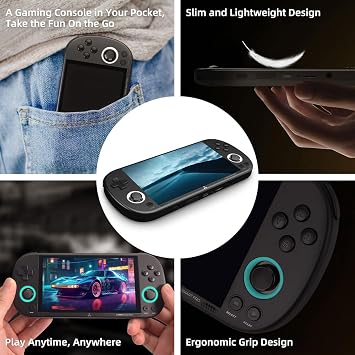 Smart Pro Oyun Konsolu 4.96-İnç 720x1280 IPS Ekran Dahili 64G TF Kart Video Oyun Konsolları 5000mAh Lityum Pil Çoklu Simülatörleri Destekler Günlük Oyun Konsolu-Siyah