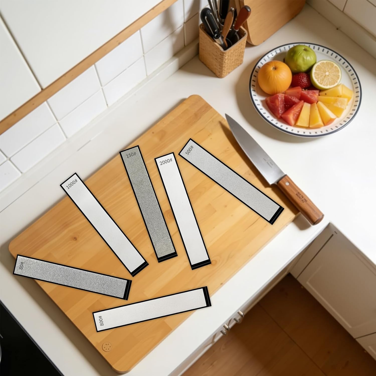 12 PCS Diamond Sharpening Stones,Knife Sharpener with Nonslip Base,Professiona Diamond Knife Set for Kitchen,80/150/200/300/400/500/600/800/1000/1500/2000/3000 Grit Whetstone