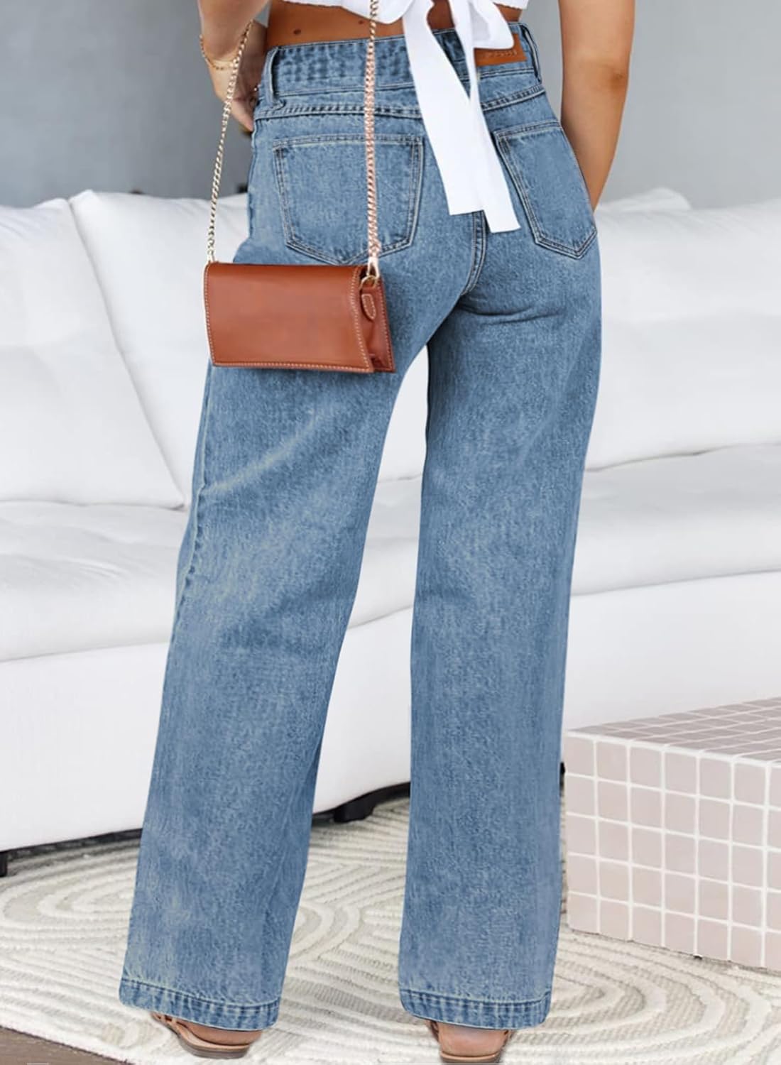 Eytino Women’s Plus Size Jeans High Waisted Straight Leg Stretchy Jeans Trendy Casual Loose Denim Pants with Pockets(1X-5X)