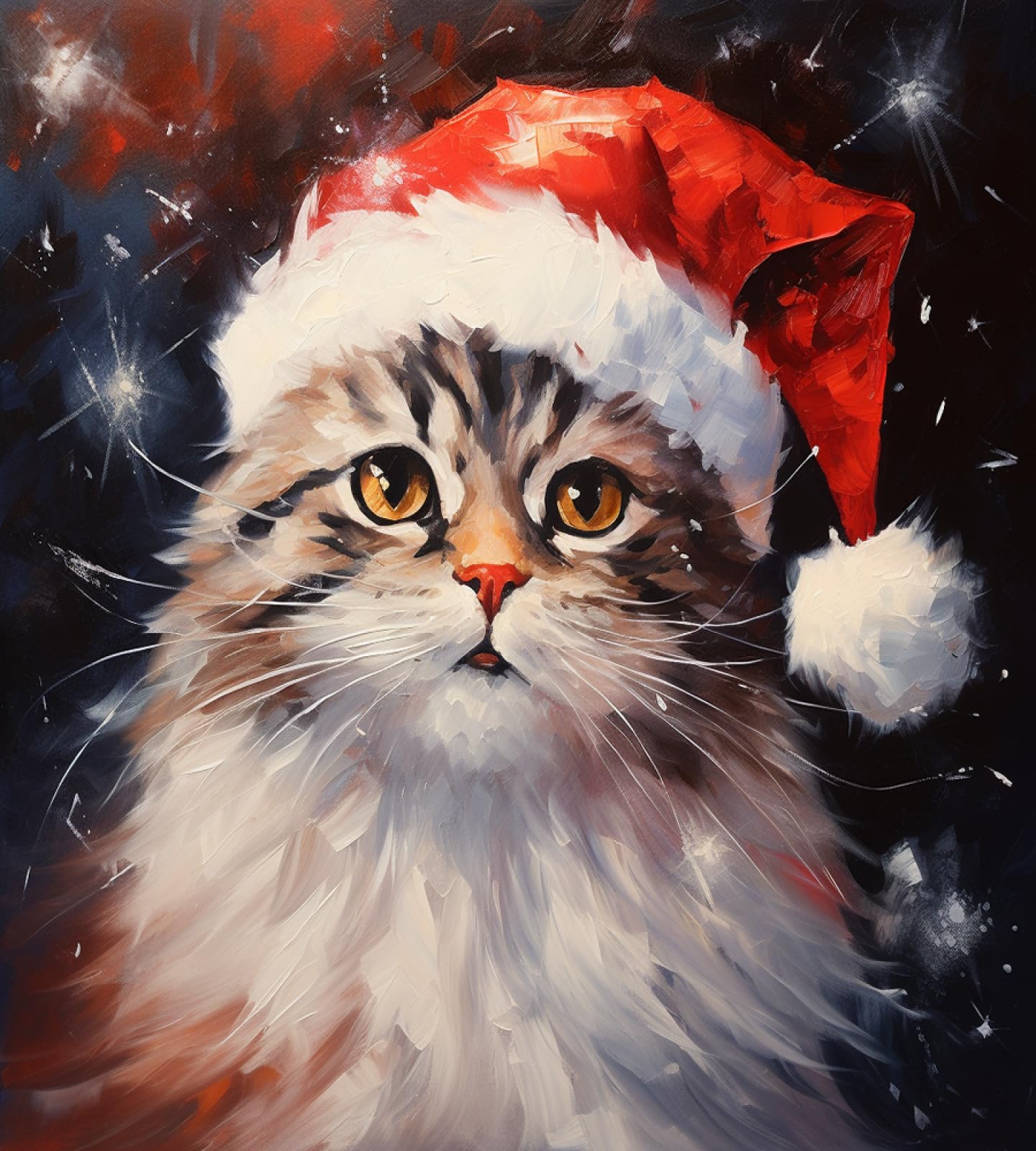 PIPISKY Paint by Numbers,Cat's Christmas Vacation,Immerse in The Art of Painting,The Magic of Digital Creation,Gift for Occasion or Person,40x50cm,No Frame