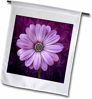 3dRose Feminine Purple Daisy Botanical Beauty with Leafy Accents - Flags (fl_355855_2)