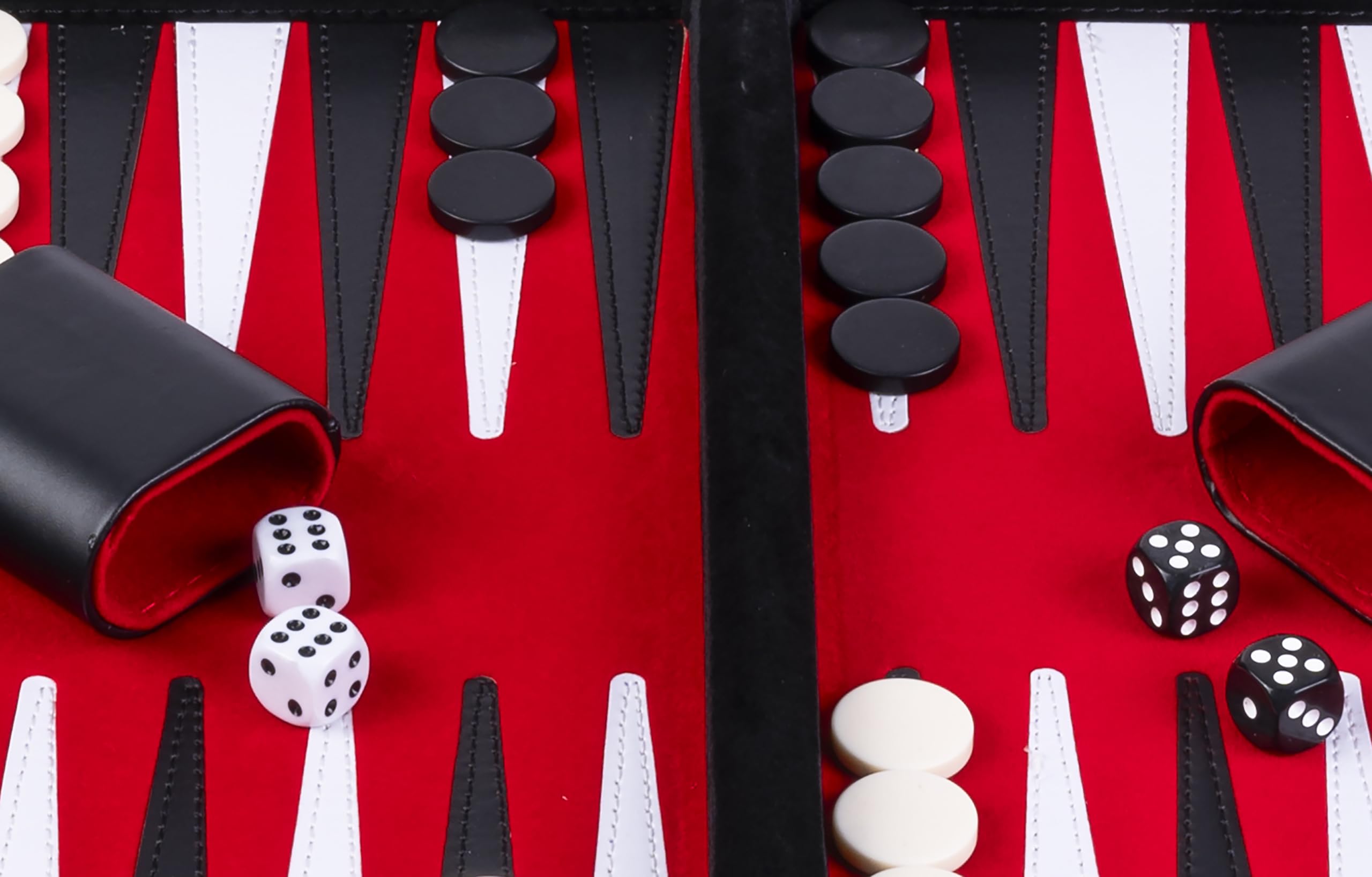 Engelhart - 250516 - Backgammon 15 Pouces - 36 x 48 cm Ouvert - Valise en Simili Cuir & Feutre - Rouge/Noir/Blanc - Jeu de Stratégie - Jeu de Backgammon