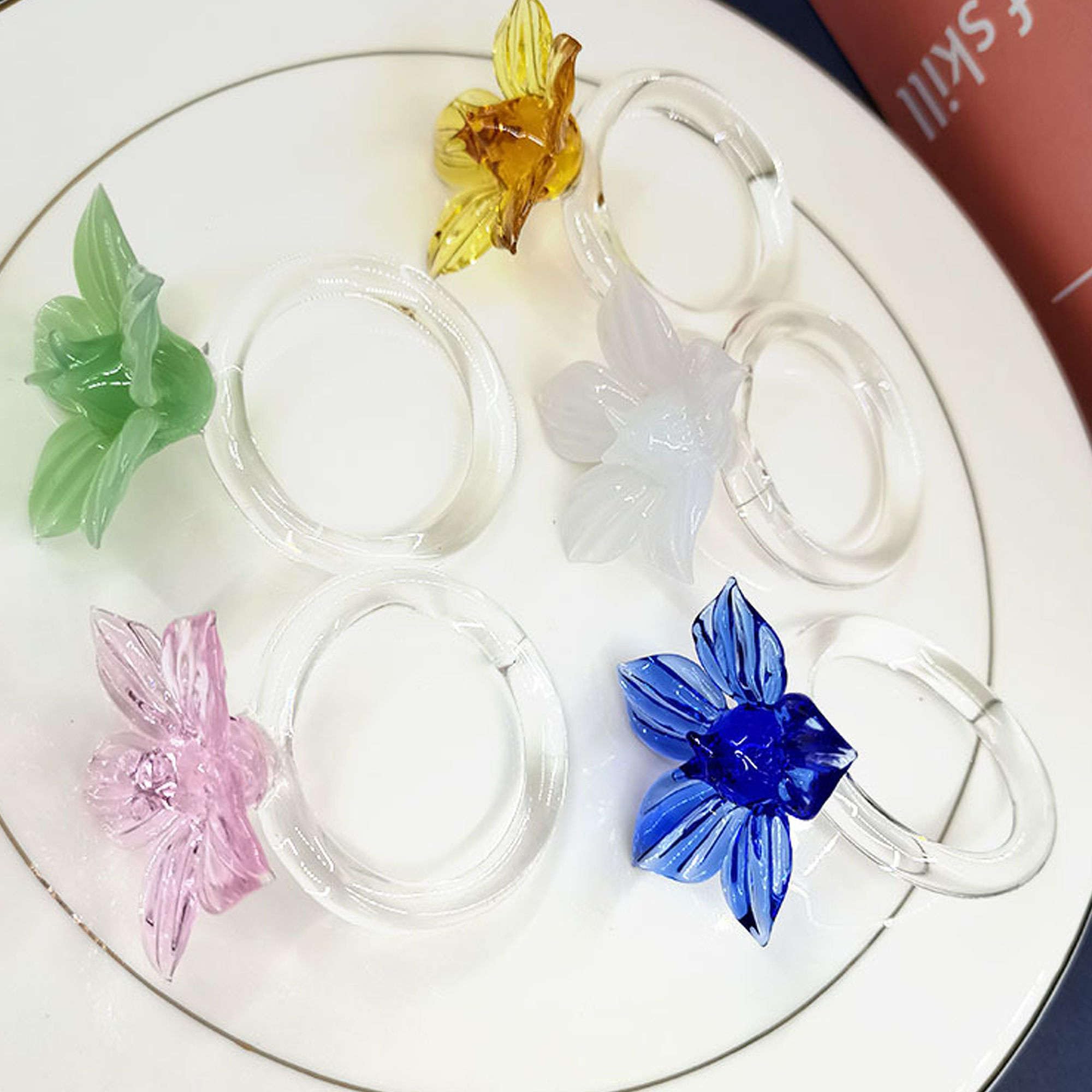 Portatovaglioli da tavolo, Fibbia porta tovagliolo in vetro girasole, set di 12 Portatovaglioli squisiti Anello in stoffa for la bocca for la decorazione della tavola di banchetti dell'hotel-Blue-1.57