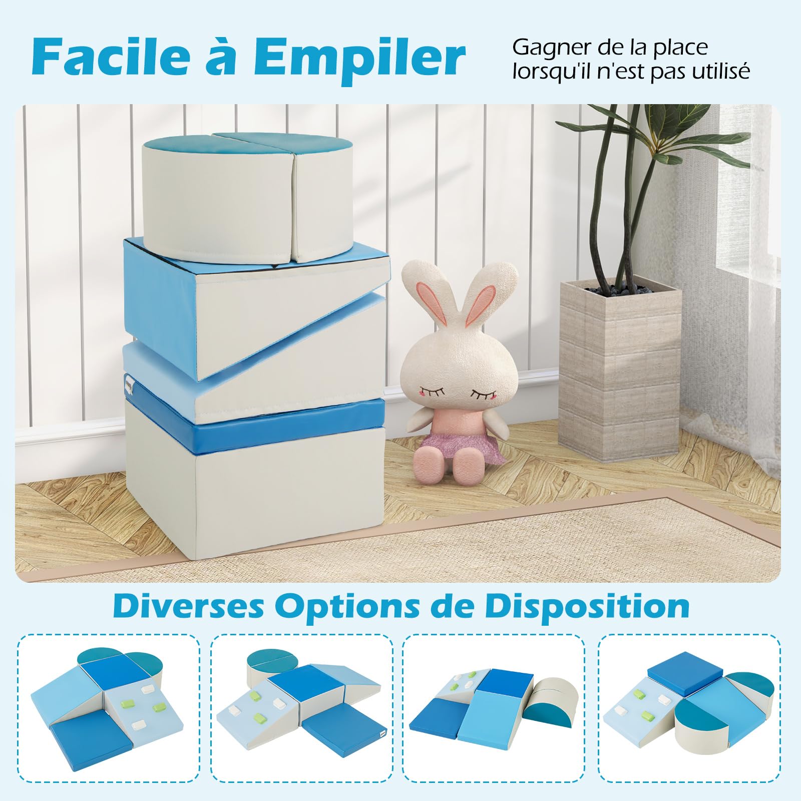 MOTHINESSTO1183-7PCS Parcours motricité bébé, jouet d'escalade, mousse blocs de construction avec revêtement synthétique, jouets édu - Sport