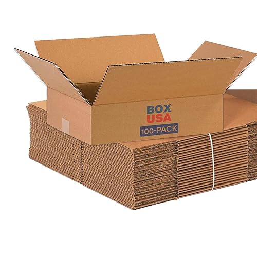 BOX USA Cajas de mudanza medianas de 16 pulgadas de largo x 12 pulgadas de ancho x 4 pulgadas de alto, paquete de 100 unidades  Caja de cartón