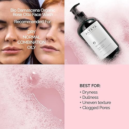 Miniatura 8 de Alteya Organics Lavado facial orgánico certificado USDA Cuidado de la piel 8.5 fl oz/8.5 fl oz Bio Damascena galardonado limpiador facial con aceite