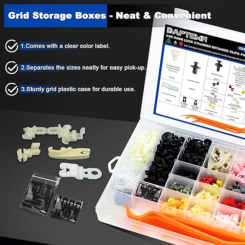 Miniatura 5 de Kit surtido de 300 clips de barra de bloqueo de puerta, clips de retención de cilindro de cerradura de puerta, 22 tamaños de clip de barra de