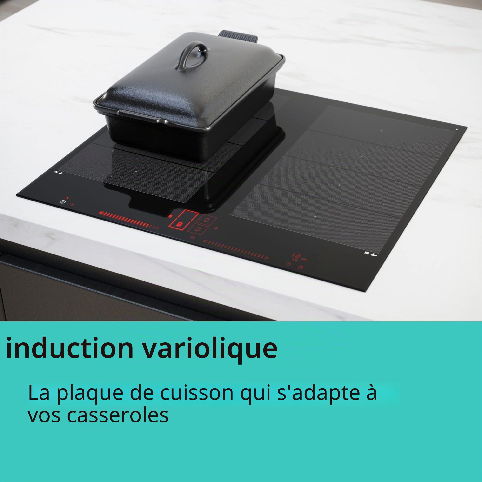 Siemens EX675HEC1E iQ700 Plaque de cuisson à induction intelligente, 60 cm, noir, avec cadre, varioInduction, TouchSlider, capteur de rôtissage Pro – Friture sans risque de brûlure