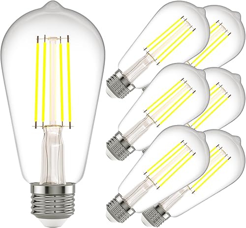 Miniatura 9 de Kawaya - Bombillas LED Edison E26: paquete de 12 unidades, 8 W equivalentes a 80 W, bombillas LED regulables - diseño vintage ST58, luz blanca 5000k