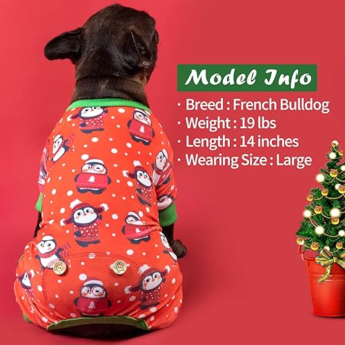 Miniatura 4 de KYEESE Pijama de Navidad para perros de pingüino, pijamas para perros de Año Nuevo, pijamas de terciopelo suave para perros grandes