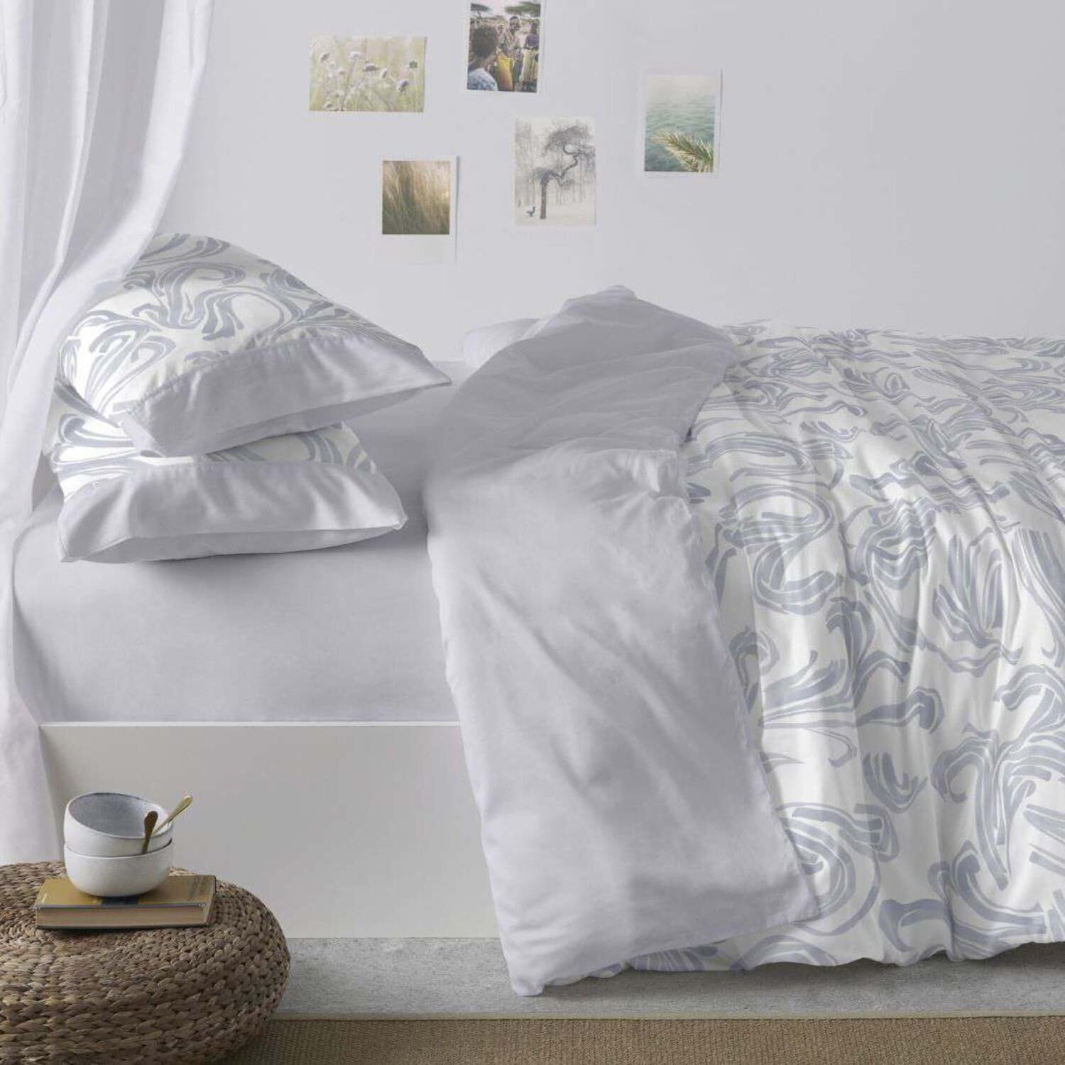 Burrito Blanco | Fundas nórdicas Estampadas | Cama de 150 a 160cm. (+Medidas Disponibles) | Diseño 145 | Color Azul grisaceo (150-160x190/200cm.)