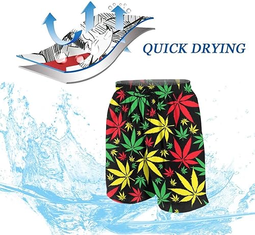 Miniatura 5 de SARA NELL Bañador para hombre Reggae Rasta Marihuana Leaf Weed Surfing Beach Board Shorts Traje de baño