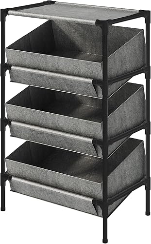 Miniatura 4 de Buzowruil Estantería de almacenamiento de 3 niveles, estante organizador de juguetes para el hogar, oficina, dormitorio, sala de estar, cocina,