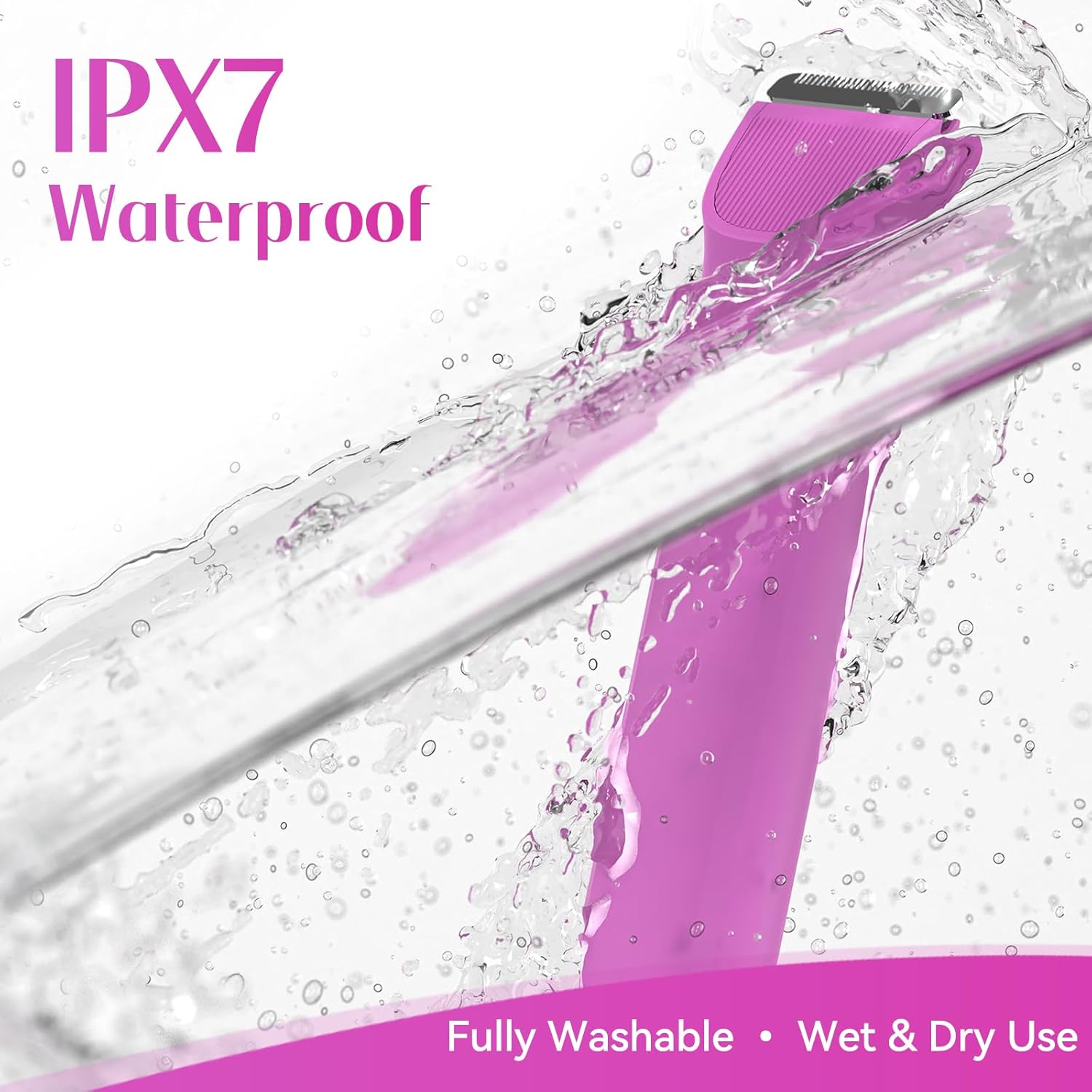 Bikini Trimmer for Women 5-in-1 Electric Razors IPX7 Waterproof Shaver Ceramic Blade Painless Pubic & Facial Hair Remover (Hot Pink) - Image 5