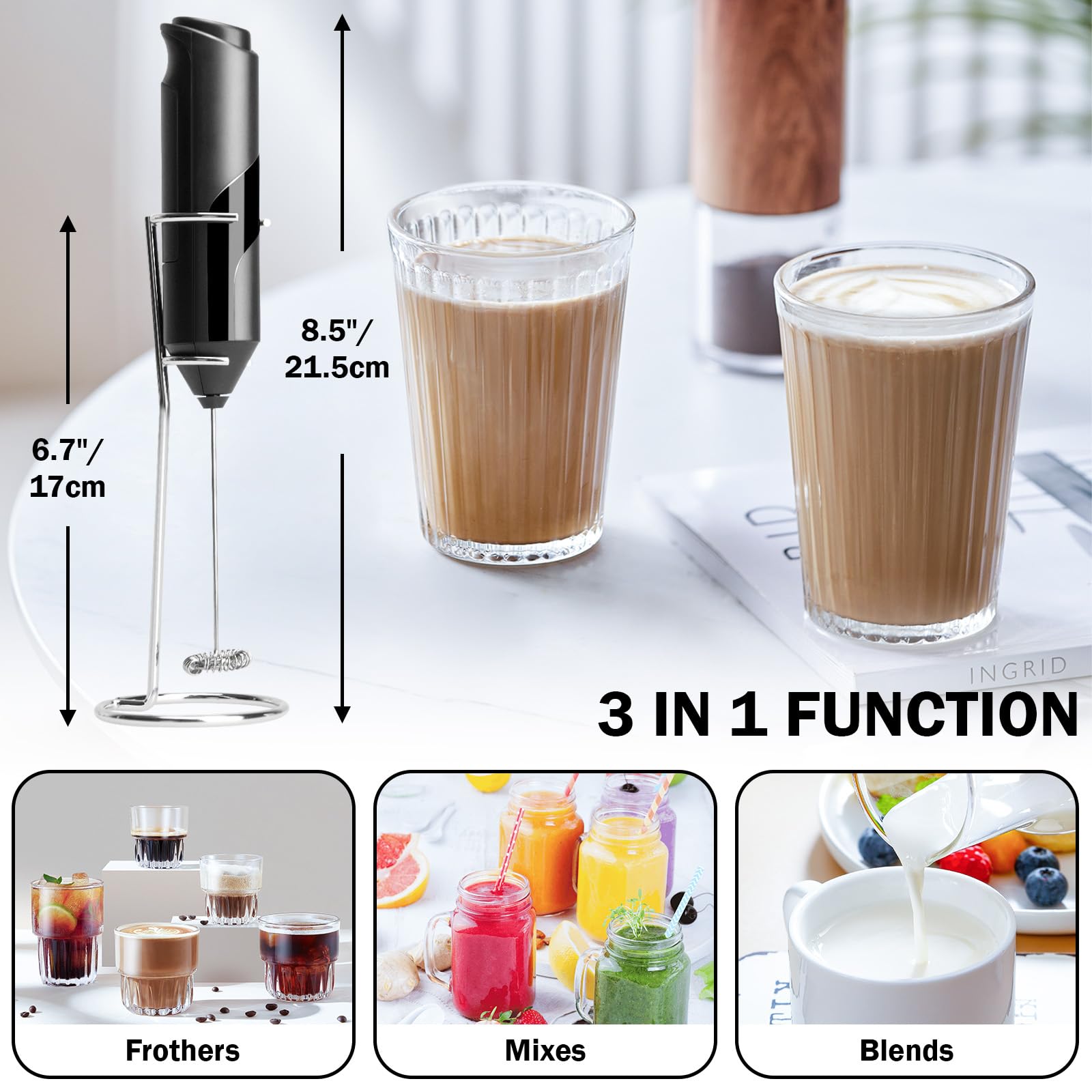 Mousseur à Lait Portatif, Mini Fouet ÉLectrique Convient Pour Mousseur à Latte à Café