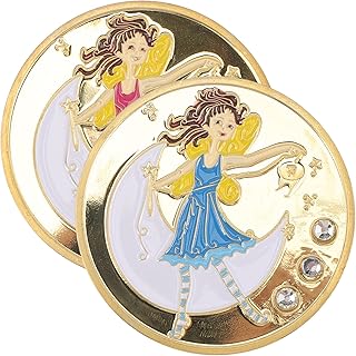 Toddmomy 2pcs Tooth Fairy Coins Reward Commemorative Coin Money Novelty Coin Lost Teeth Reward No Fading Tooth Coin Gift for Lost Tooth Kids