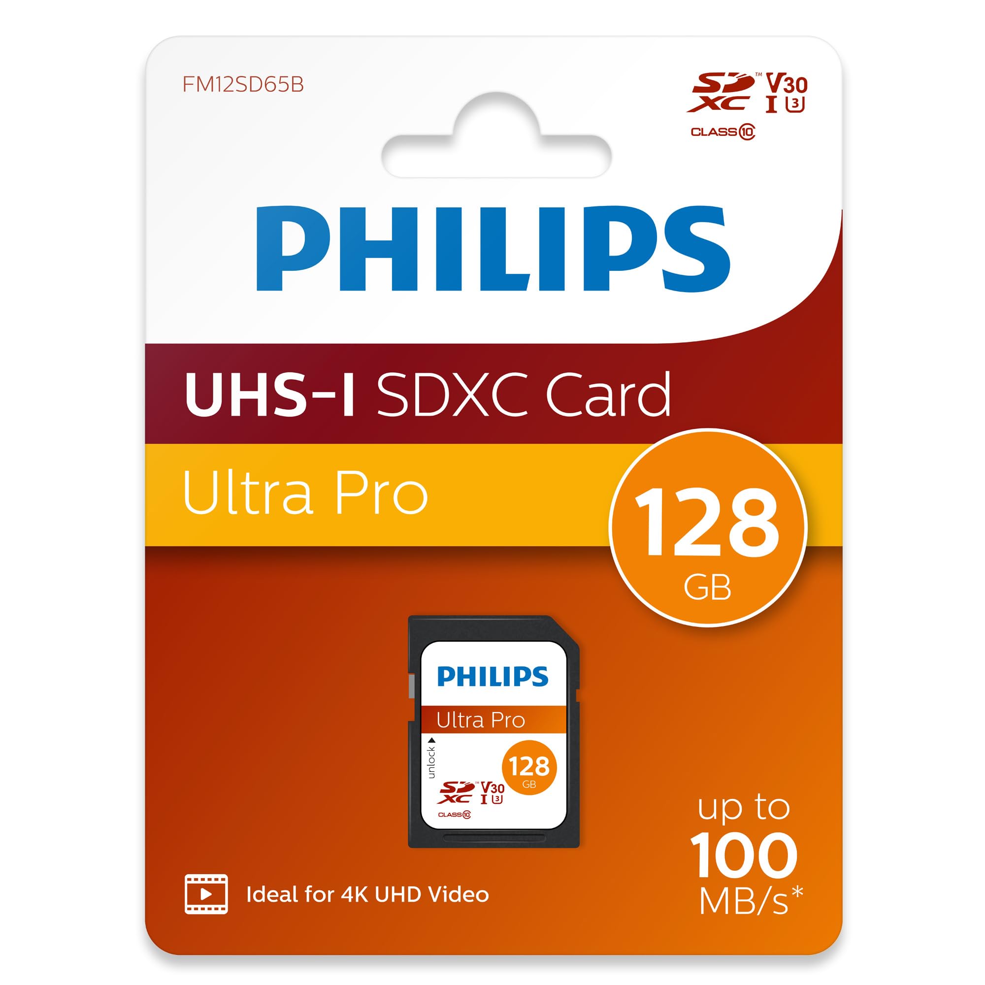 Philips Ultra Pro SDXC Card 128 GB UHS-I U3, velocità di lettura fino a 100 MB/s, V30, scheda di memoria per fotocamere, tablet, PC, lettore di schede, video 4K UHD