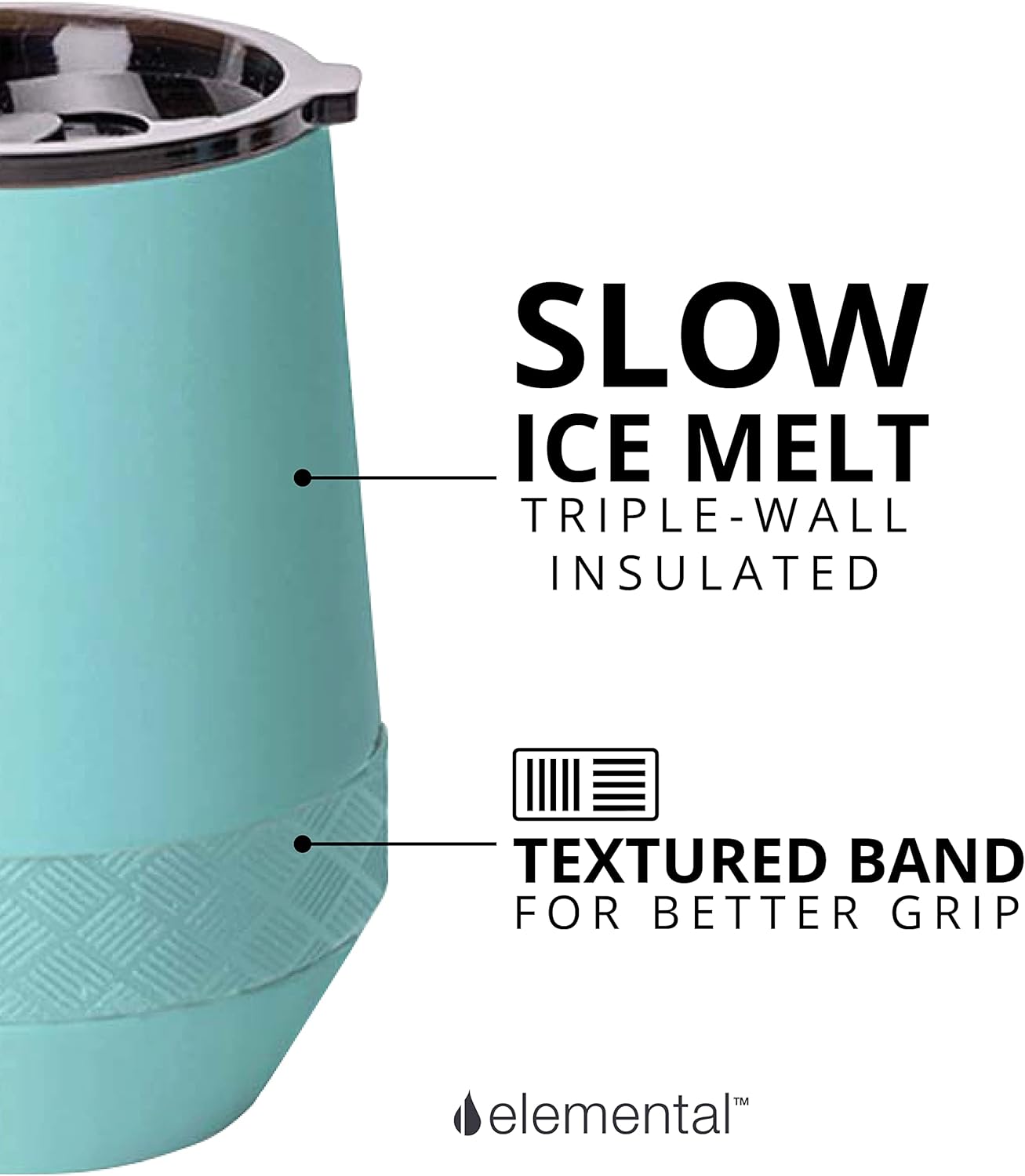 Elemental Recess Wine Tumbler - Triple Wall Insulated Stainless Steel Coffee Mug for Hot & Cold Drinks - Portable Cup with Shatterproof Sip Lid for Camping, Outdoor & Travel - 10oz - Robin's Egg - Image 5