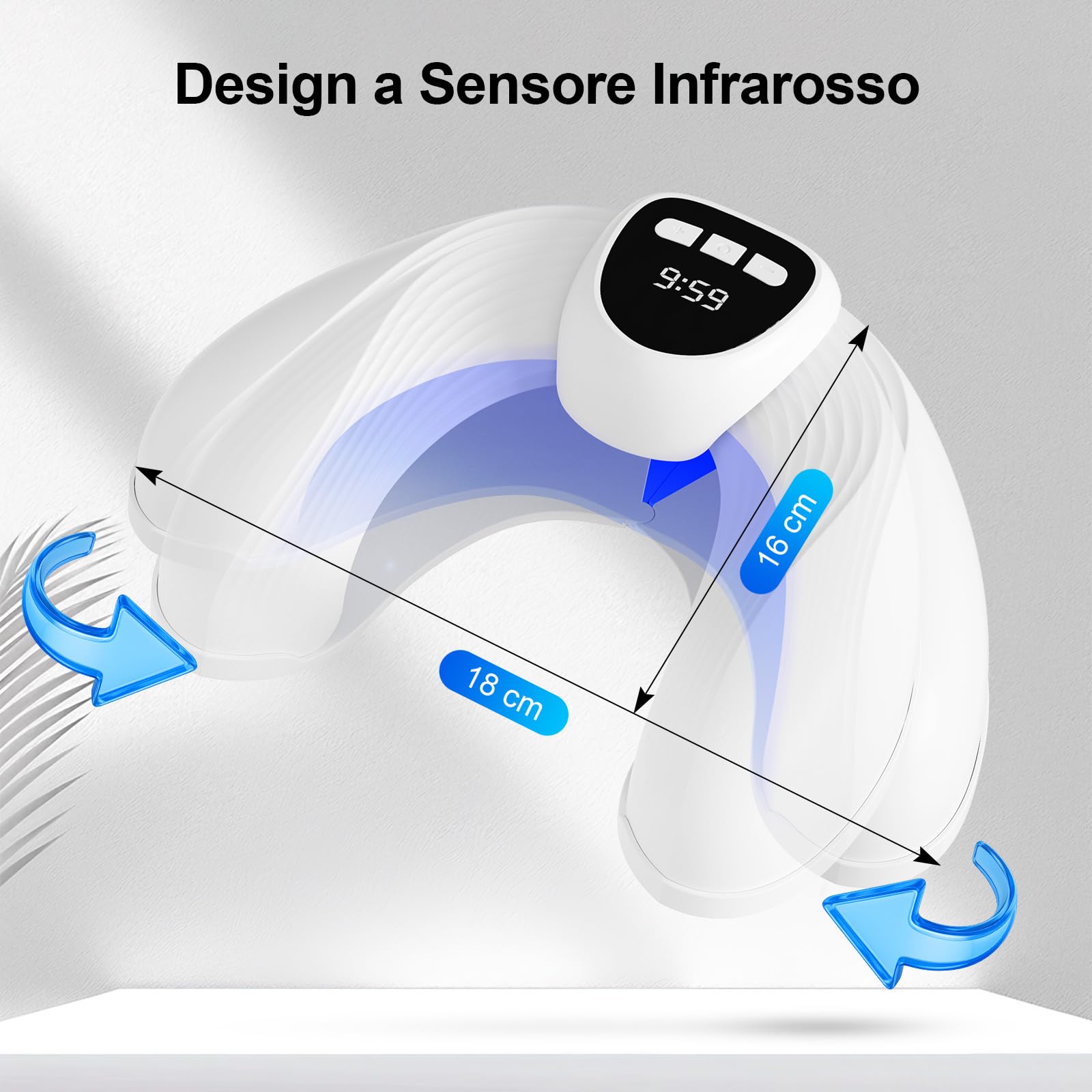 Dispositivo Unghie LED, 500nm Blu & 940nm Rosso, 26 LED Ricaricabile | 26 LED luce blu 500nm & rossa 940nm, timer integrato. Per unghie mani e piedi, facile uso domestico.