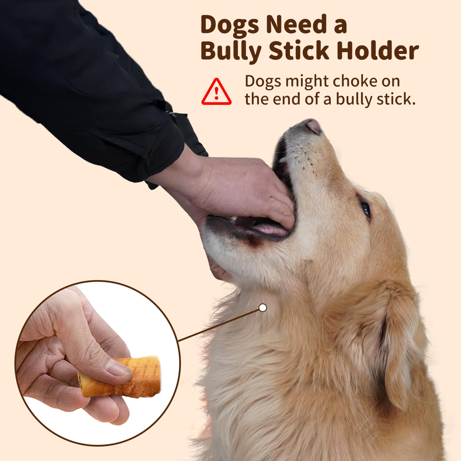 JoyBruko Bully Stick Holder for Dogs - for Aggressive Chewers Treat Chew Holder, Heavy Duty Yak Chew Toy Nylon Bone, Prevent Choking Safety Device for Small Medium Large Dogs, No More Swallowed Ends