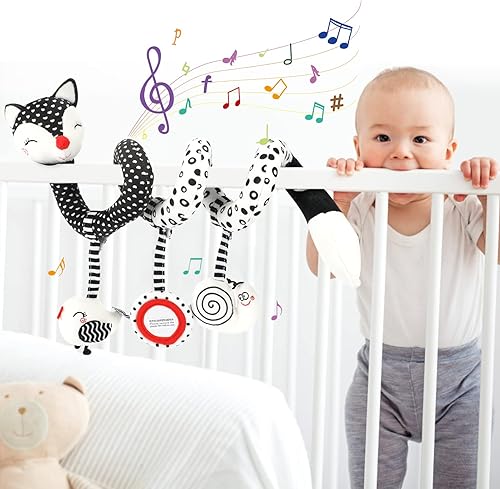 KKUYT Juguete de asiento de coche para bebé, bebé de peluche en espiral, juguetes de cochecito para colgar cuna, juguete de actividad para cuna,