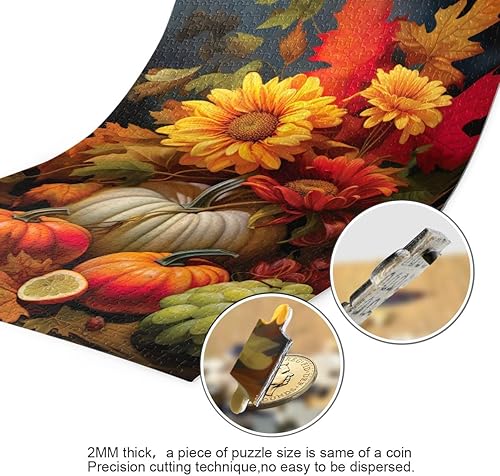 Miniatura 3 de Rompecabezas de calabaza y girasol de otoño, rompecabezas para adultos, 500 piezas, con letras en la parte posterior, divertidos rompecabezas para