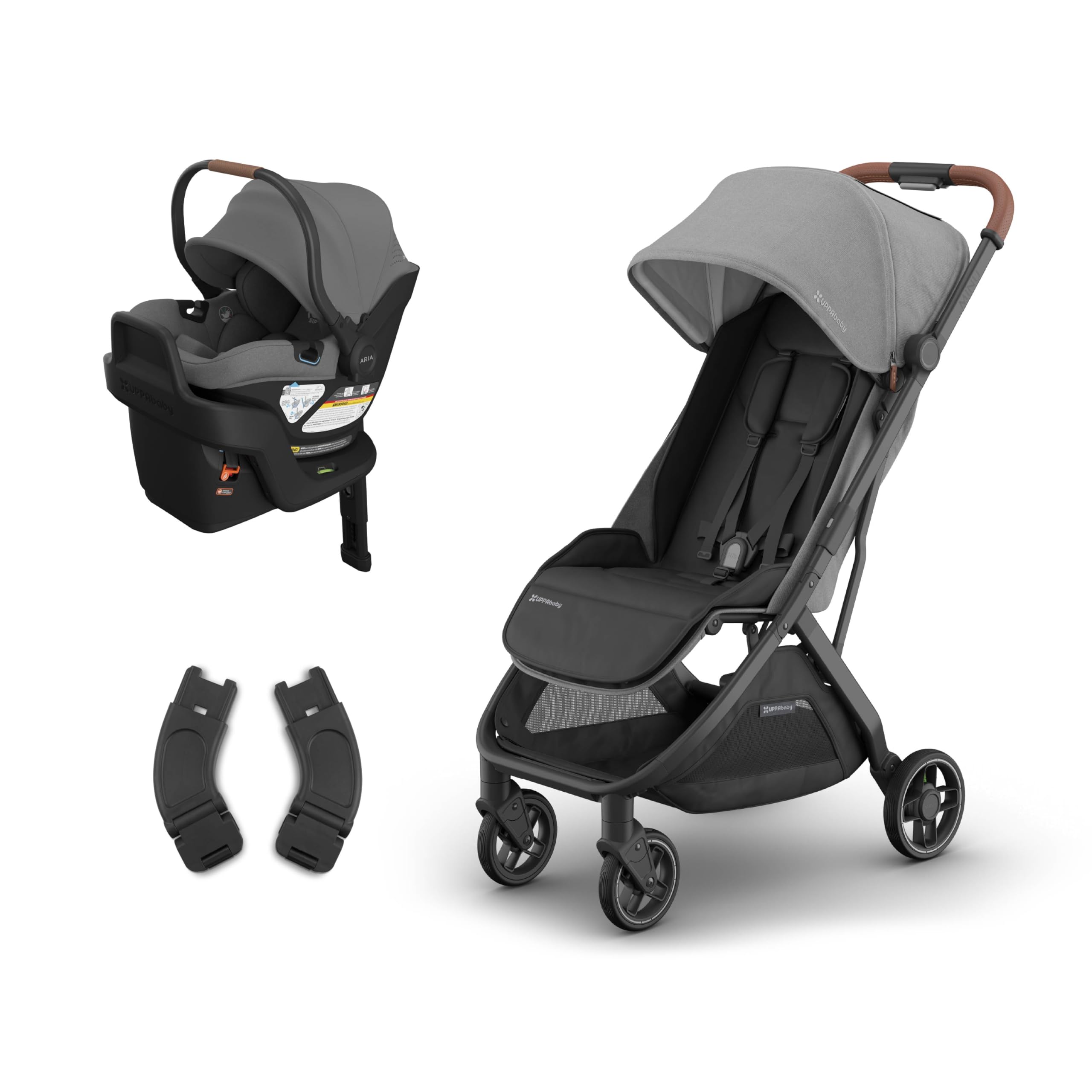 UPPAbaby Minu V3 Stroller + Aria V2 Infant Car Seat Travel System Combo – Adapter, Foot Cover, Bug and Rain Shields, Car Seat Base, and Infant Insert Included – Greyson (