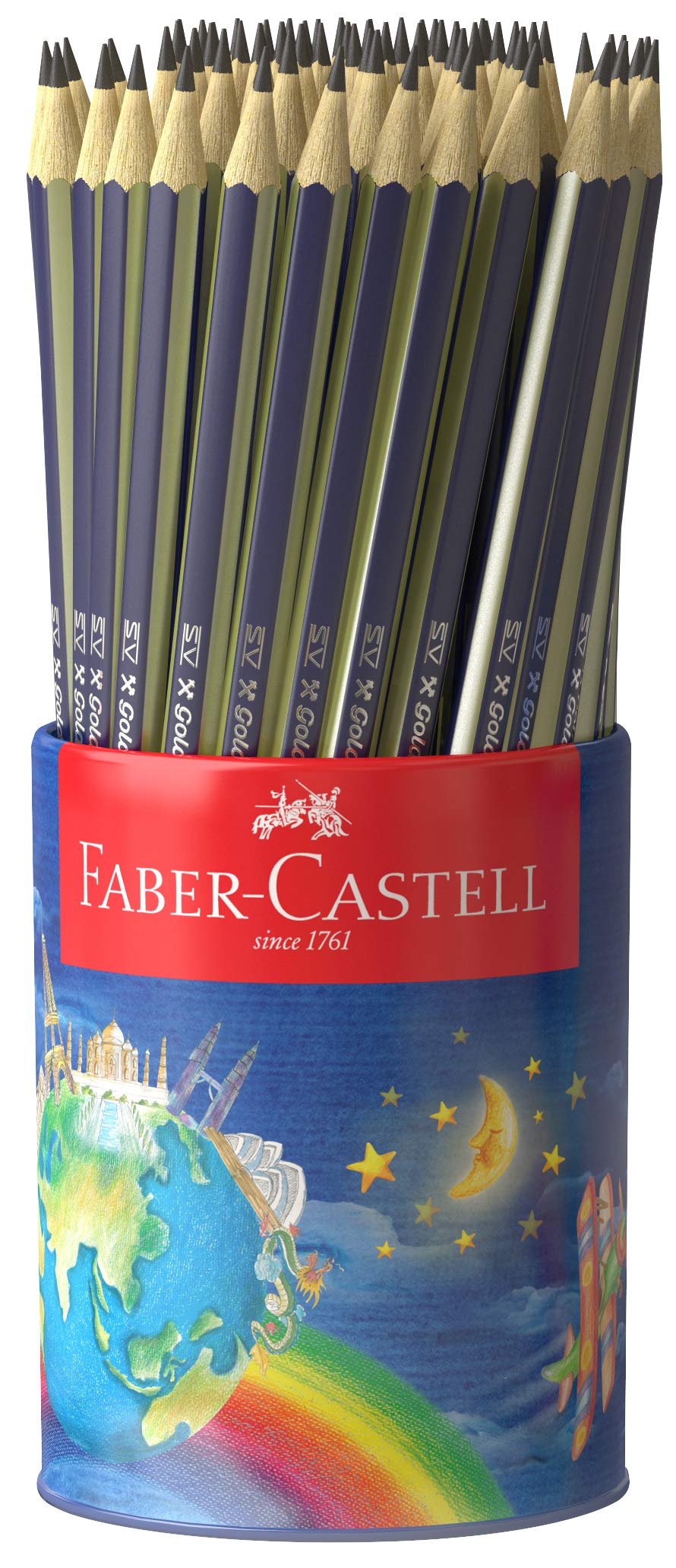 Faber-Castell Goldfaber - Lápices de grafito 2B, taza de lata de 72 (11-112572)