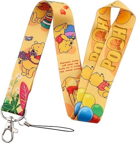 RHXWFDG Winni Pooh Eeyor Piglet - Llavero con cordón de identificación de anime, cordón para tarjetas de identificación, funda para teléfono celular